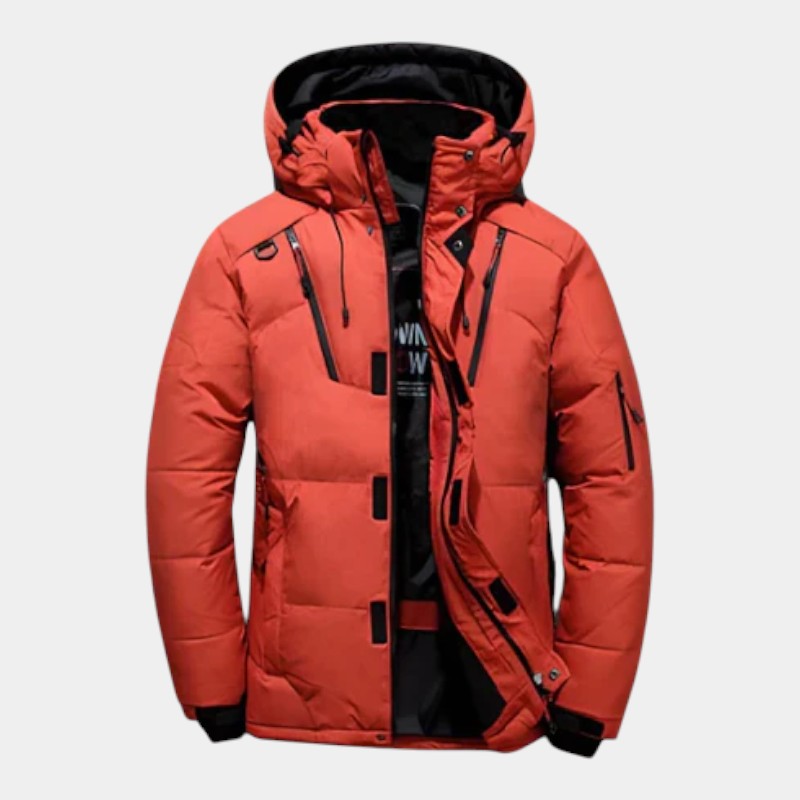 Men’s Down Jacket With Hood and Zip Front