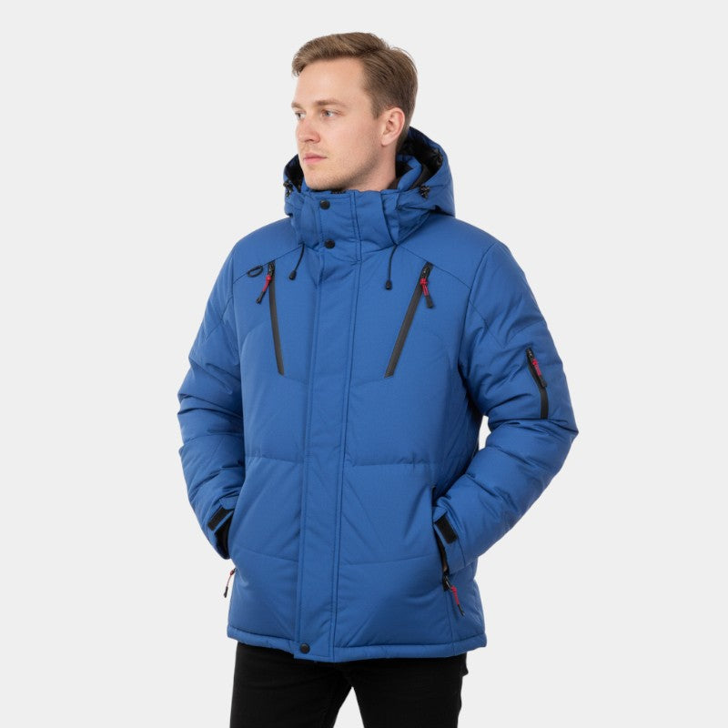 Men’s Down Jacket With Hood and Zip Front