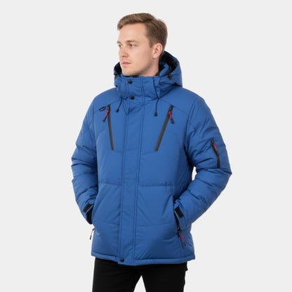 Men’s Down Jacket With Hood and Zip Front