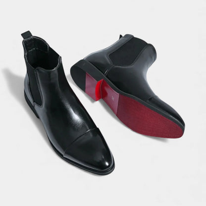 Men’s Faux Leather Chelsea Boots With Elastic Side Panels