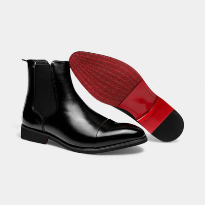 Men’s Faux Leather Chelsea Boots With Elastic Side Panels