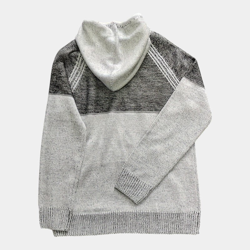 Men’s Knit Hoodie With Textured Panels