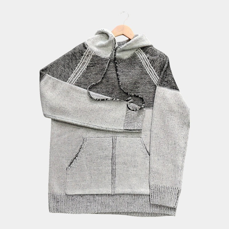 Men’s Knit Hoodie With Textured Panels
