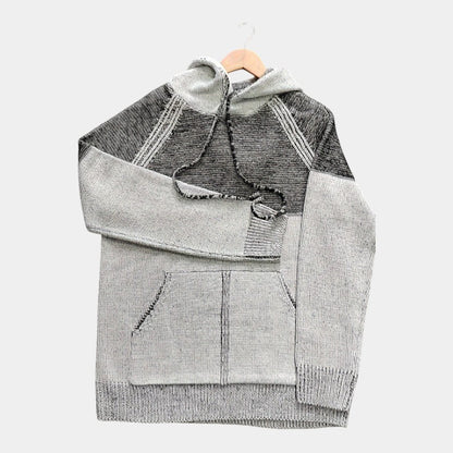 Men’s Knit Hoodie With Textured Panels