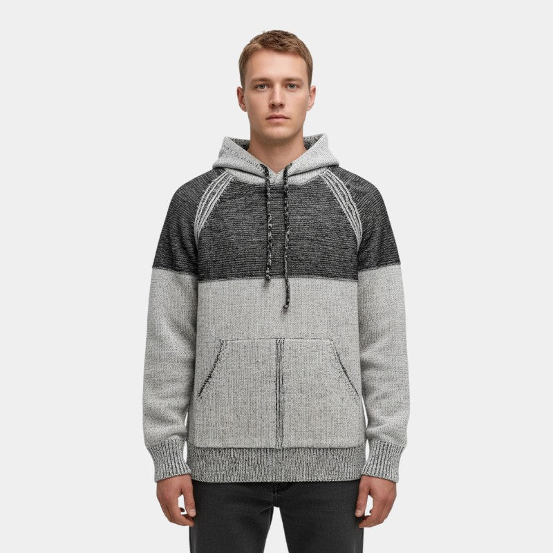 Men’s Knit Hoodie With Textured Panels
