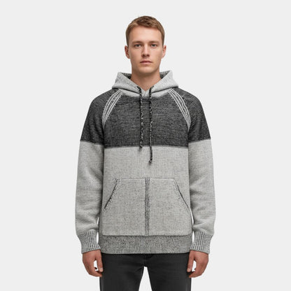 Men’s Knit Hoodie With Textured Panels