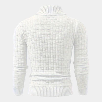 Men’s Knit Sweater With Lapel Collar and Button Detail