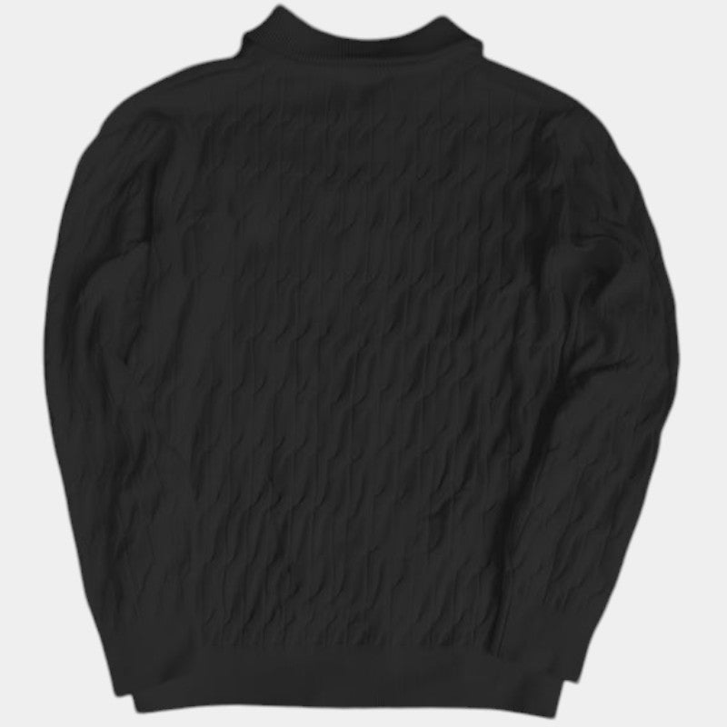 Men’s Knit Sweater With Quarter Zip and Ribbed Collar