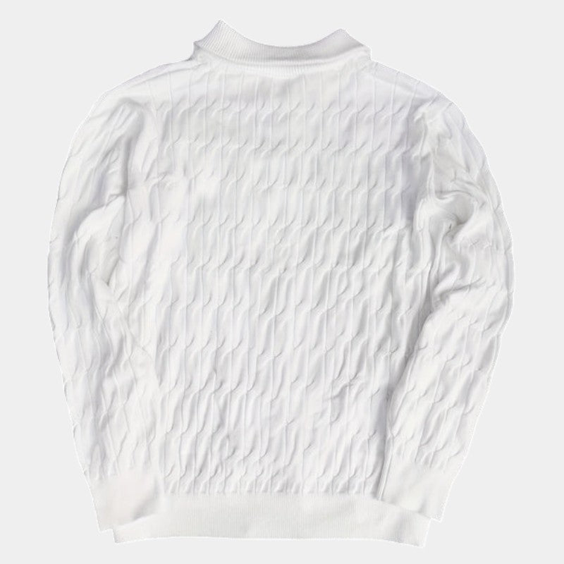 Men’s Knit Sweater With Quarter Zip and Ribbed Collar