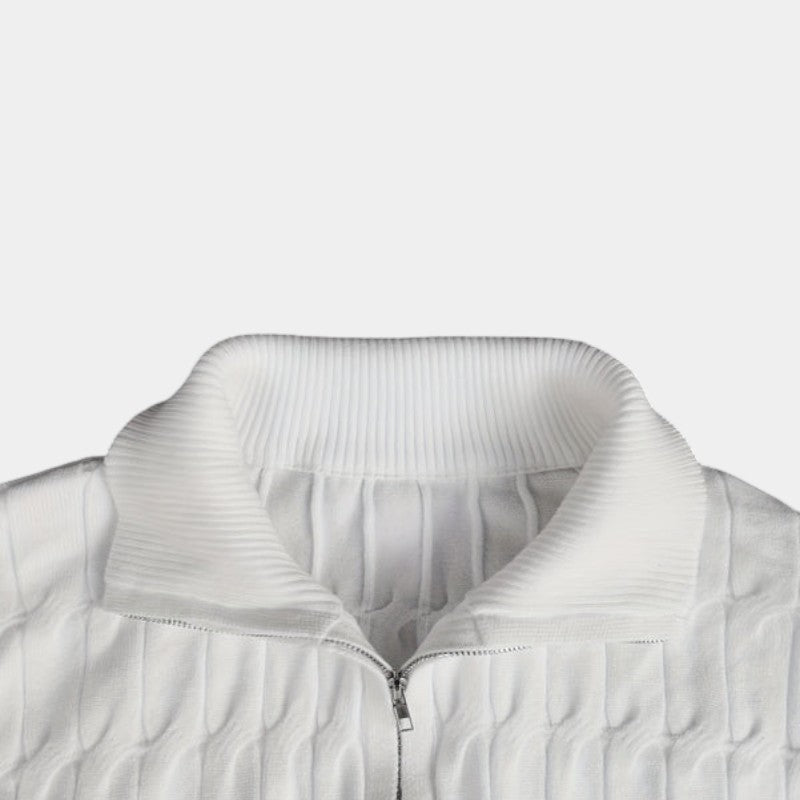 Men’s Knit Sweater With Quarter Zip and Ribbed Collar