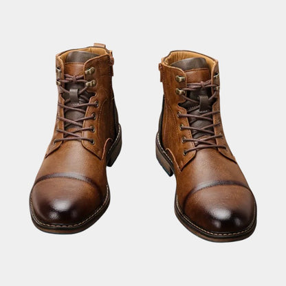 Men’s Lace Up Boots With Side Zip and Ankle Height