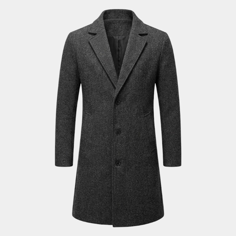 Men’s Long Coat with Button Fastening