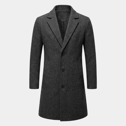 Men’s Long Coat with Button Fastening