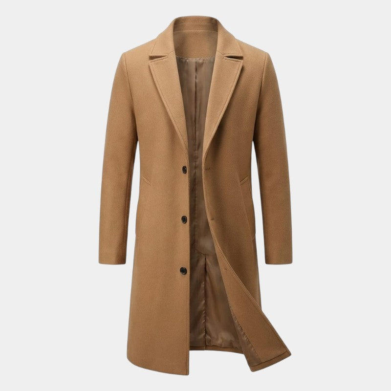 Men’s Long Coat with Button Fastening
