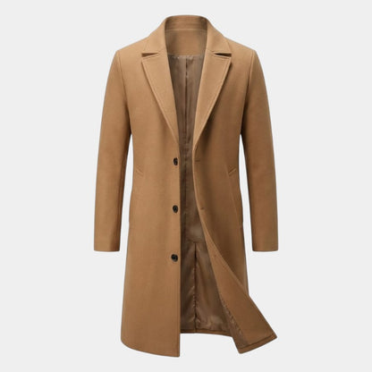 Men’s Long Coat with Button Fastening