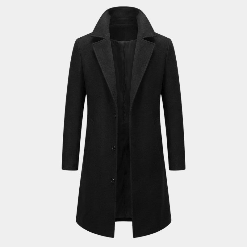 Men’s Long Coat with Button Fastening