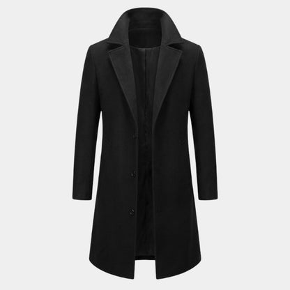 Men’s Long Coat with Button Fastening