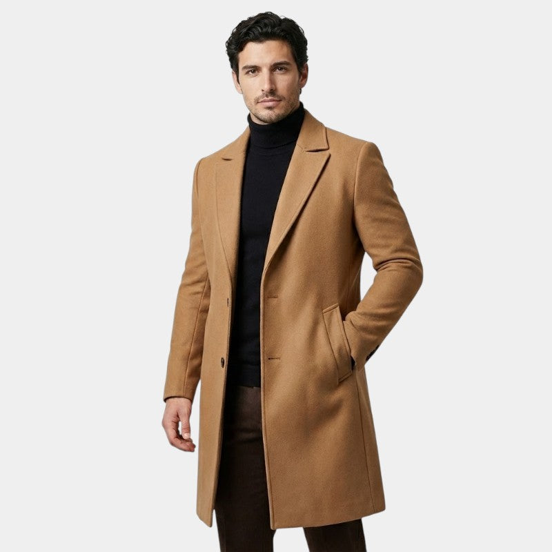 Men’s Long Coat with Button Fastening
