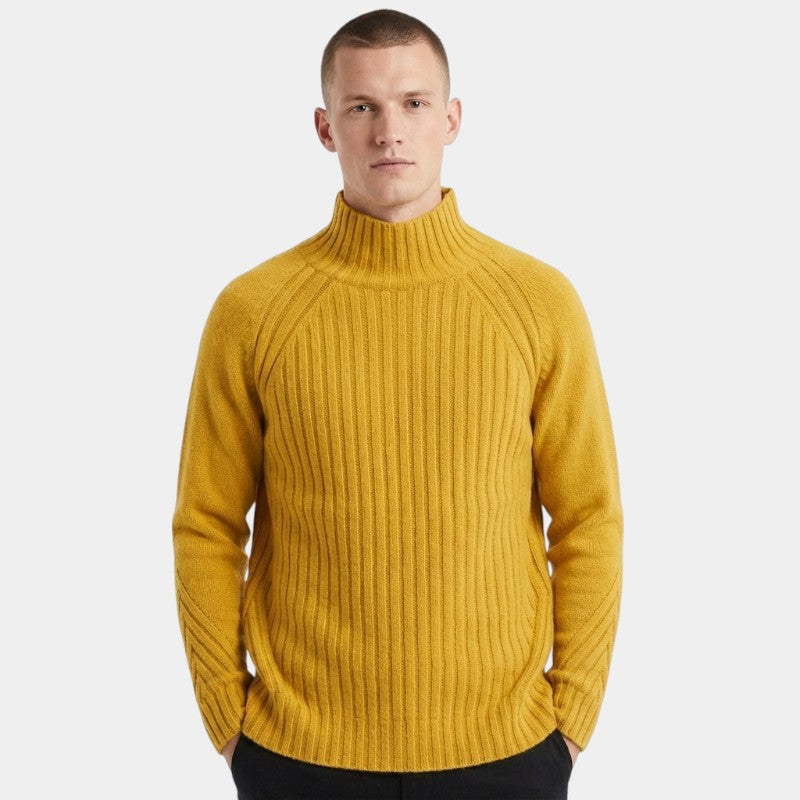 Men’s Merino Wool Roll Neck Sweater With Ribbed Design