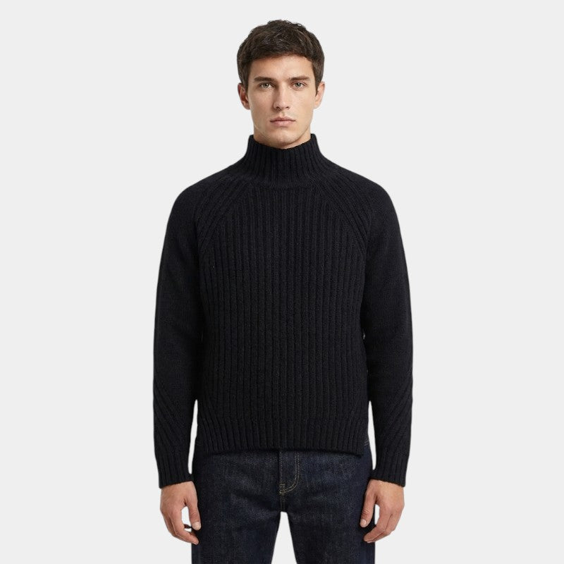 Men’s Merino Wool Roll Neck Sweater With Ribbed Design