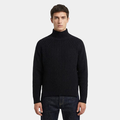 Men’s Merino Wool Roll Neck Sweater With Ribbed Design