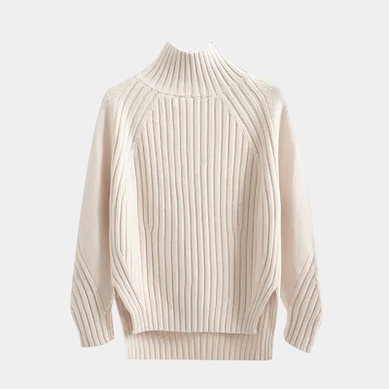 Men’s Merino Wool Roll Neck Sweater With Ribbed Design