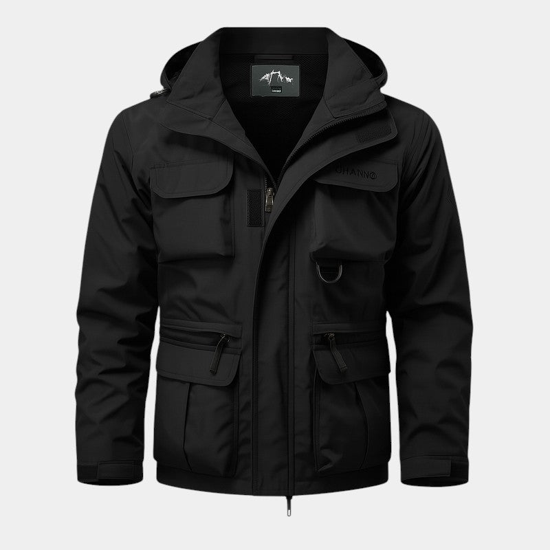 Men’s Military Style Coat With Multiple Pockets and Hood