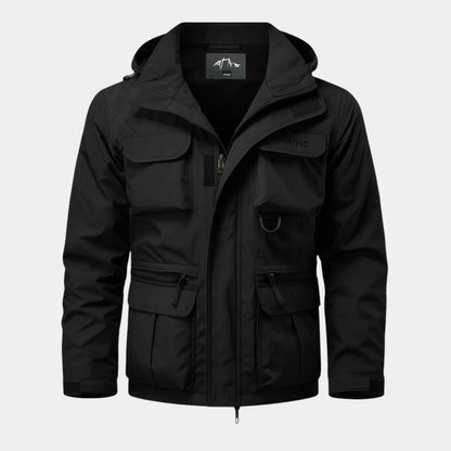 Men’s Military Style Coat With Multiple Pockets and Hood