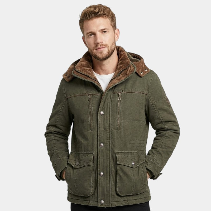 Men’s Padded Hooded Jacket With Zip Fastening