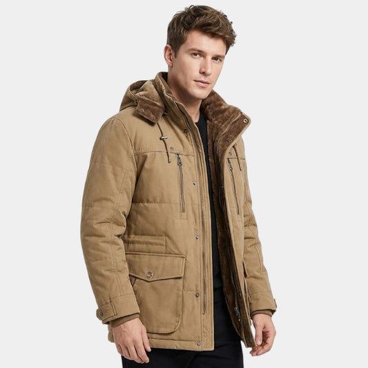 Men’s Padded Hooded Jacket With Zip Fastening