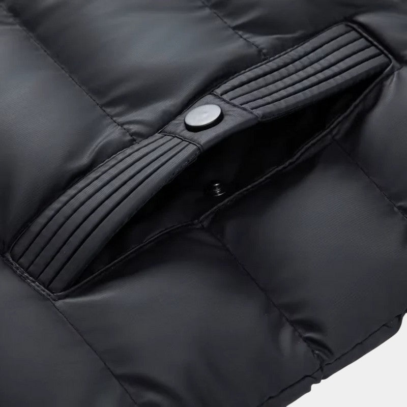 Men’s Padded Hybrid Jacket With Hood and Knit Sleeves
