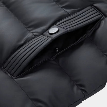 Men’s Padded Hybrid Jacket With Hood and Knit Sleeves