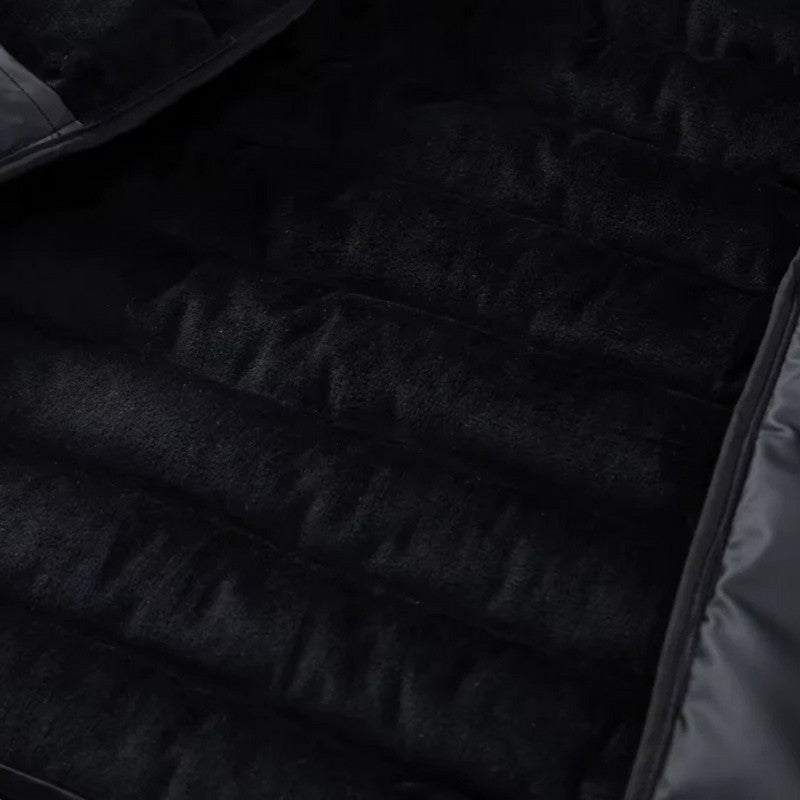 Men’s Padded Hybrid Jacket With Hood and Knit Sleeves