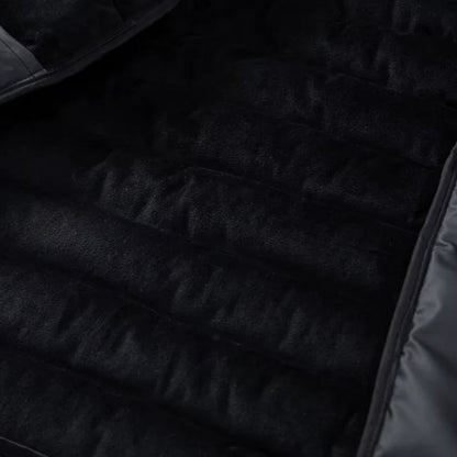 Men’s Padded Hybrid Jacket With Hood and Knit Sleeves