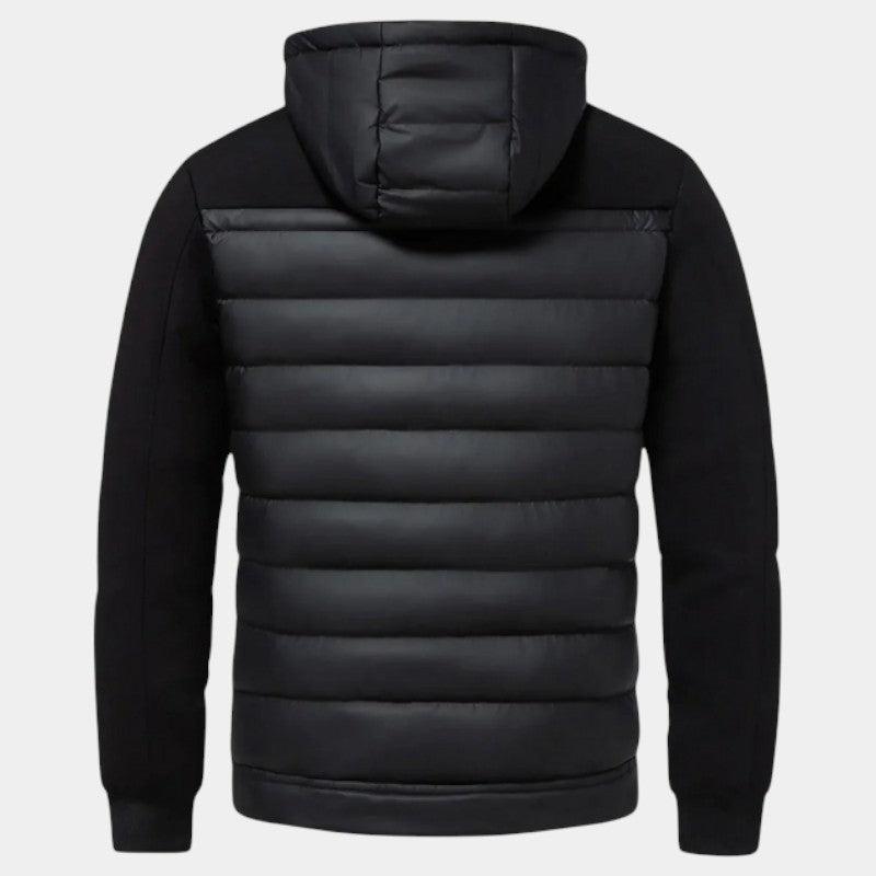 Men’s Padded Hybrid Jacket With Hood and Knit Sleeves