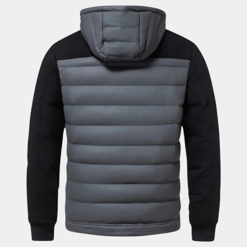 Men’s Padded Hybrid Jacket With Hood and Knit Sleeves