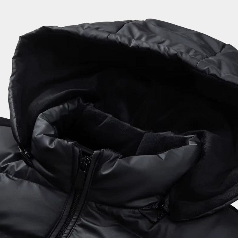 Men’s Padded Hybrid Jacket With Hood and Knit Sleeves