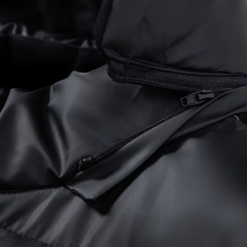 Men’s Padded Hybrid Jacket With Hood and Knit Sleeves