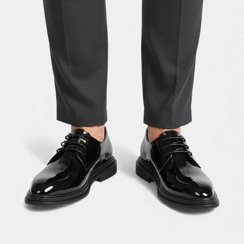 Men’s Patent Derby Shoes With Laces