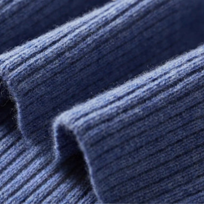 Men’s Polo Sweater With Natural-Fiber Blend Collar and Button Fastening