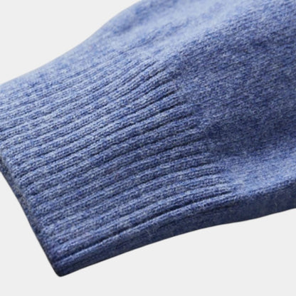 Men’s Polo Sweater With Natural-Fiber Blend Collar and Button Fastening