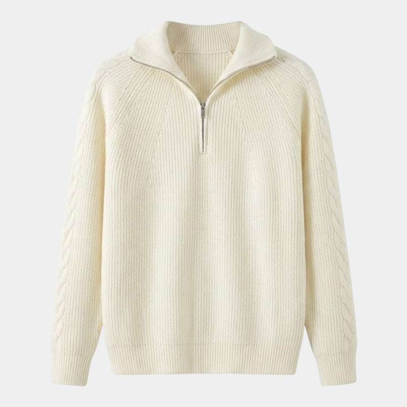 Men’s Quarter Zip Sweater With Knit Blend and Stand Collar