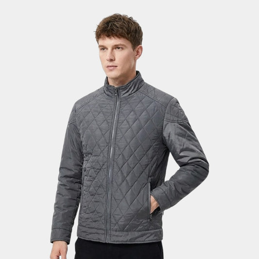 Men’s Quilted Jacket With Zip Fastening and Stand Up Collar