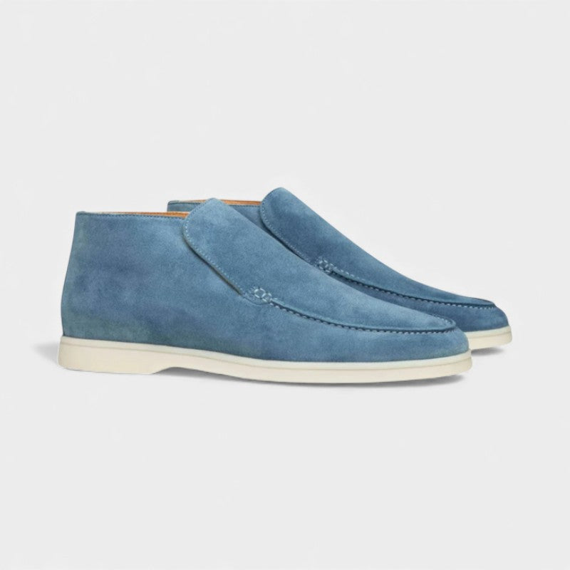 Men’s Suede Ankle Loafers With Raised Stitching