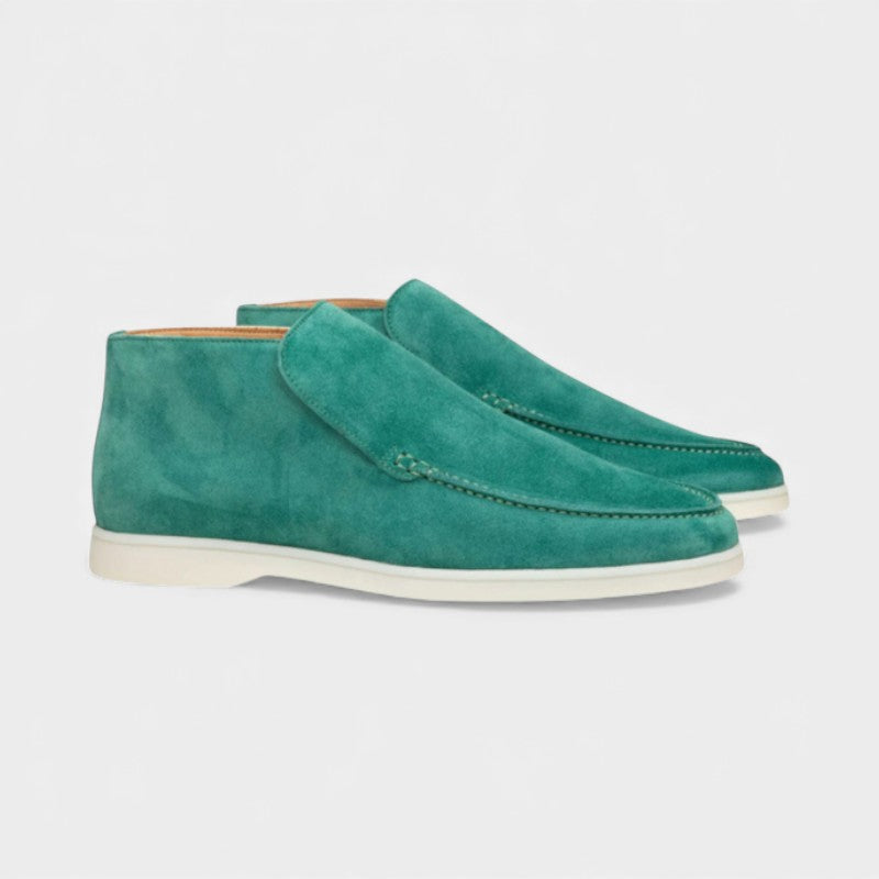 Men’s Suede Ankle Loafers With Raised Stitching