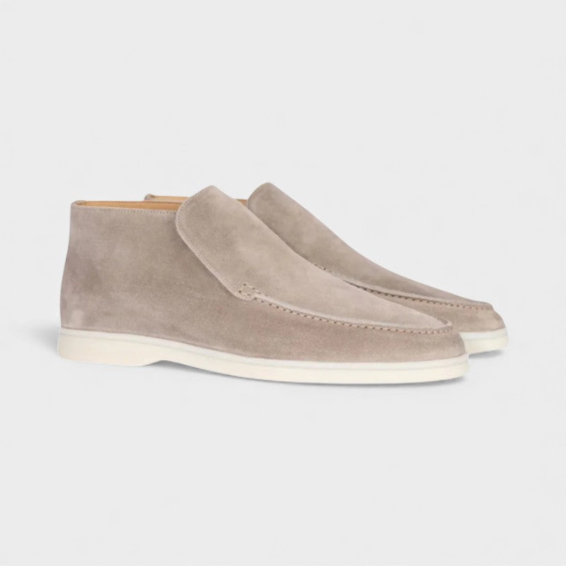 Men’s Suede Ankle Loafers With Raised Stitching