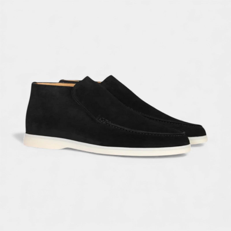 Men’s Suede Ankle Loafers With Raised Stitching