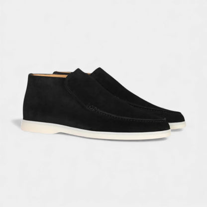 Men’s Suede Ankle Loafers With Raised Stitching