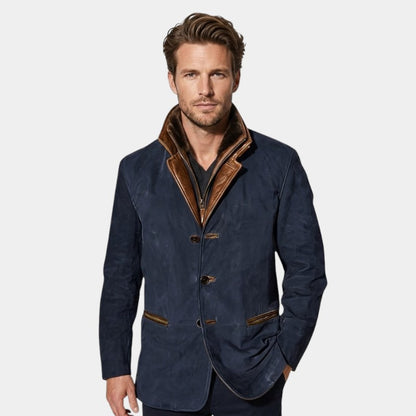 Men’s Suede Jacket With Faux Trim
