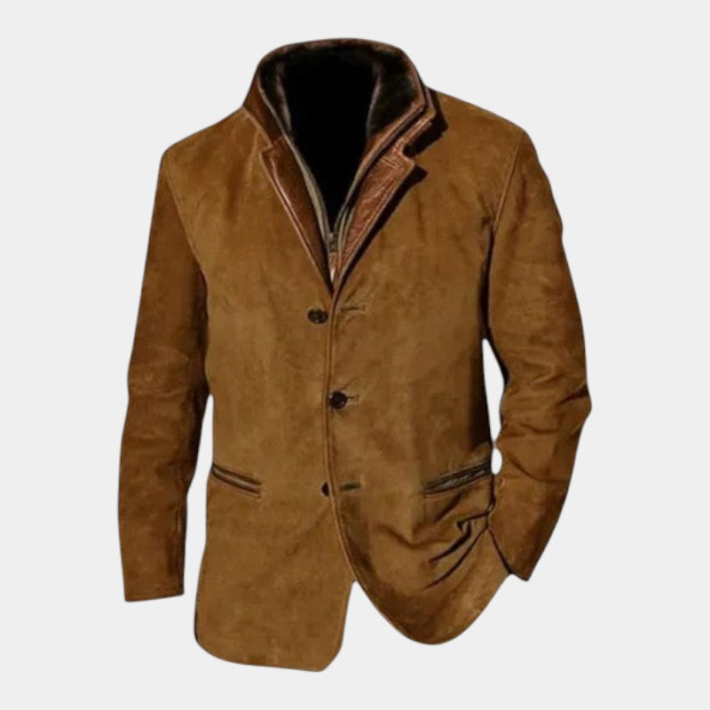 Men’s Suede Jacket With Faux Trim